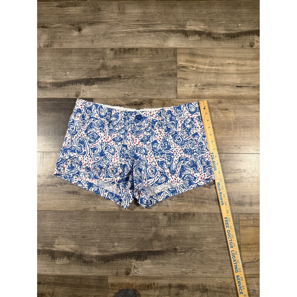 Lilly Pulitzer Walsh Shorts Size 8 Blue White Print Cotton Flat Front - Picture 7 of 8
